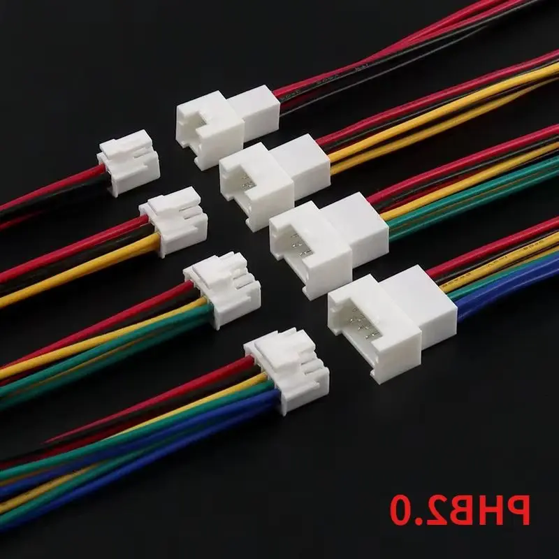 5Pcs PHB2.0MM Double Row Wire Cable Connectors 2x2P/3P/4P/5P/6P/7P/8Pin Pitch Male And Female Plug Socket with Lock Catch