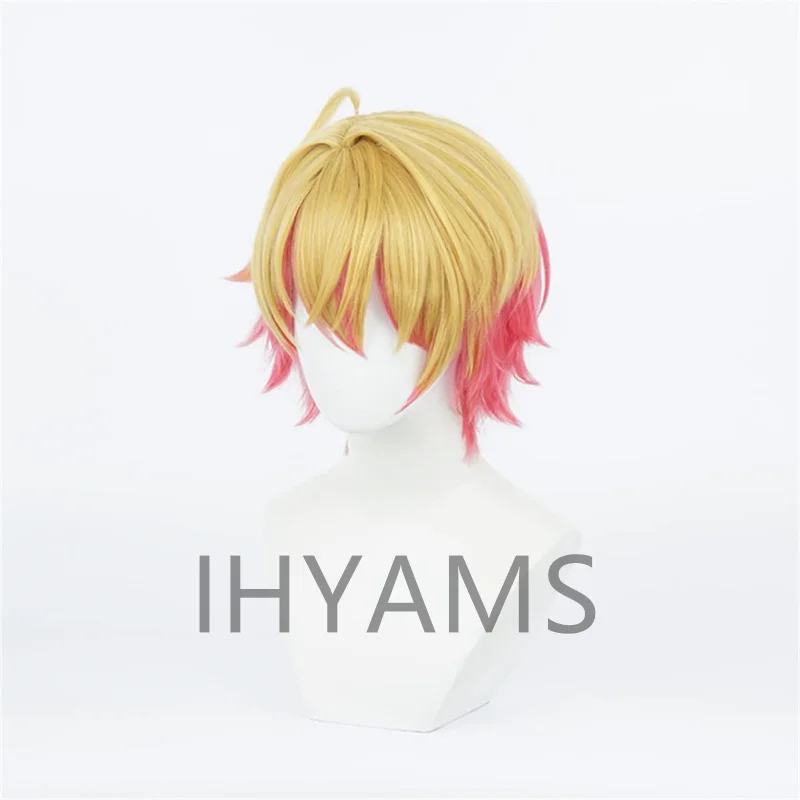 Anime Oshi No Ko Aqua Cosplay Wig Hoshino Akuamarin Short Yellow Pink Gradient Hair Cos Men Women Party Role Play Props