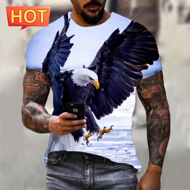 

Футболка с 3D принтом Harajuku Animal Eagle для мужчин и женщин, футболки с короткими рукавами, модные мужские топы Y2k Pop, повседневная мужская одежда