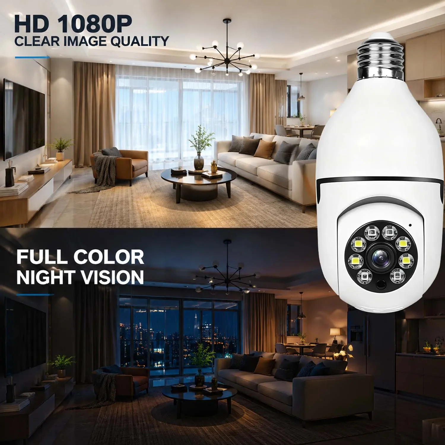1080P E27 Smart Surveillance Camera Full Color Night Vision Automatic Human Tracking 355° Panoramic 110° Vertical Zoom 2.4GHz Wi