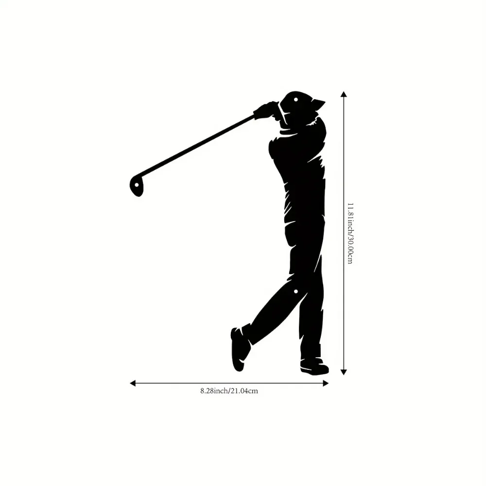1PC Golfer Pattern Metal Wall Art Vintage Iron Decor Stylish Sports Themed Hanging Ornament for Home Living Room Indoor Outdoor