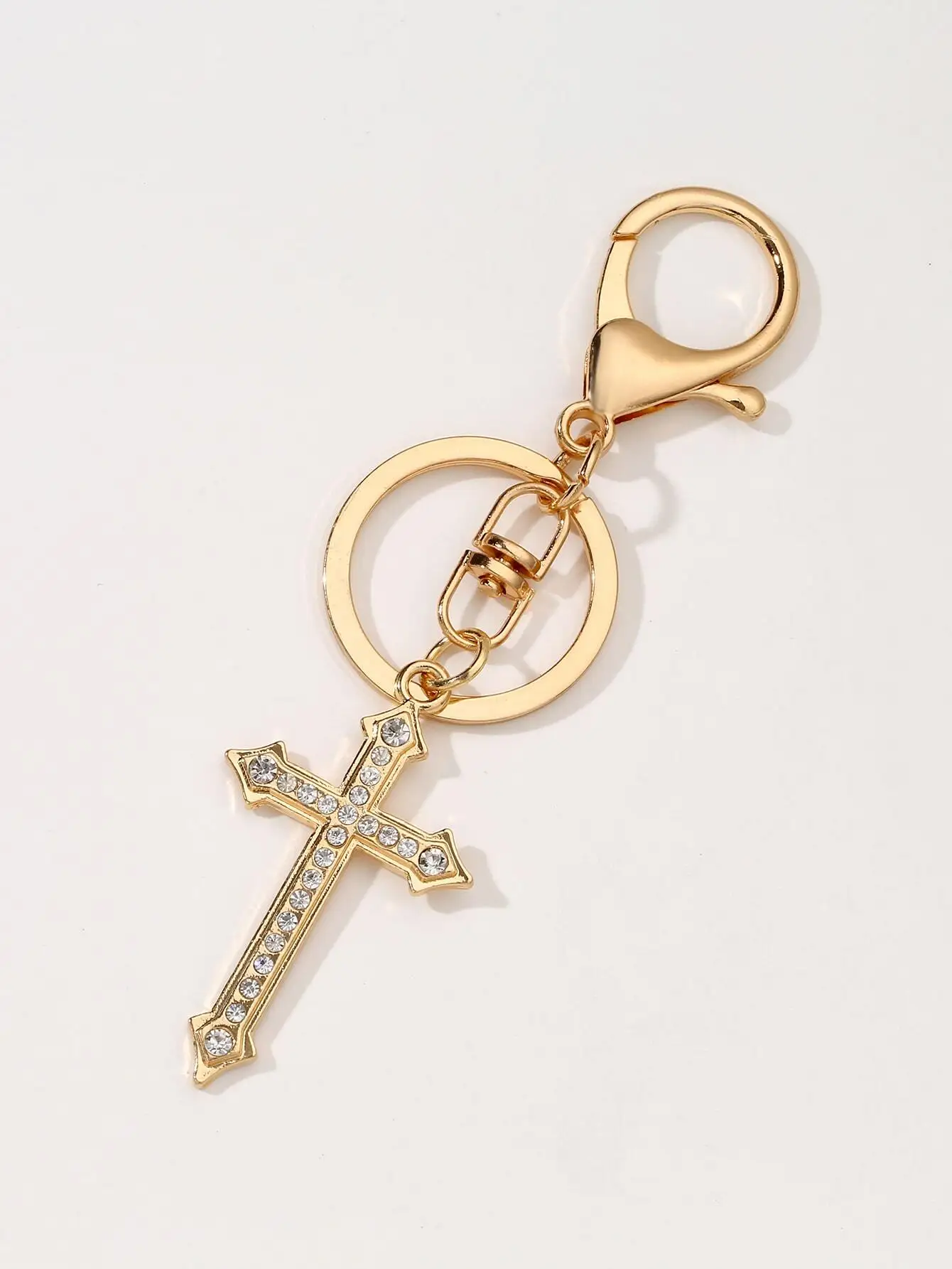 Elegant 1pc Women's Personalized Alloy & Rhinestone Decor Cross Keychain Pendant, With Simple Design And Plating Finish, As Fashionable Bag Accessory Or Key Chain, Great Gift For Mothers Car Accessories Bag Charm School Cute Goth Y2k Gifts For Mother
