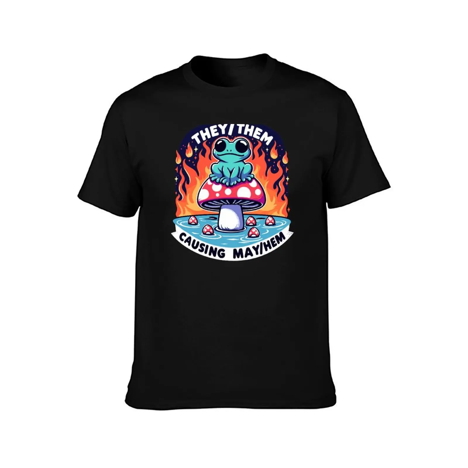 They Them Causing May Hem For Non-Binary Frogs T-Shirt Anti-Wrinkle Short Sleeve T-Shirt