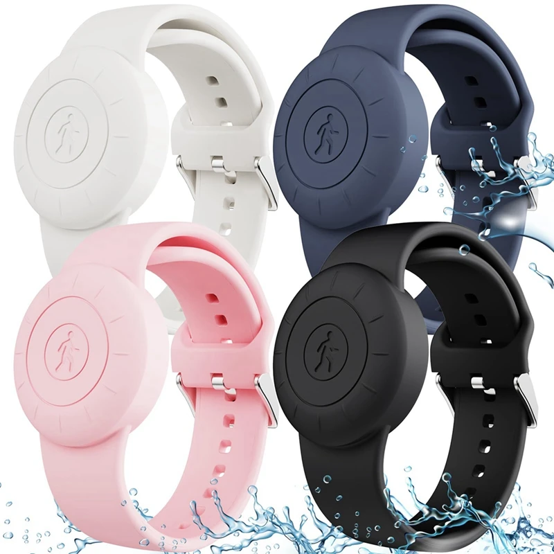 SCLS 4 ชิ้นสําหรับ Apple Airtag สายรัดข้อมือเด็กซิลิโคนกันน้ําสร้อยข้อมือเด็กสําหรับ Airtags กรณีนาฬิกา