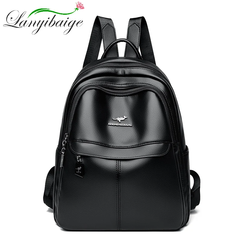 Модные женские сумки на плечо большой вместимости, мягкие рюкзаки из искусственной кожи для школы, многофункциональные дорожные рюкзаки для девочек-подростков