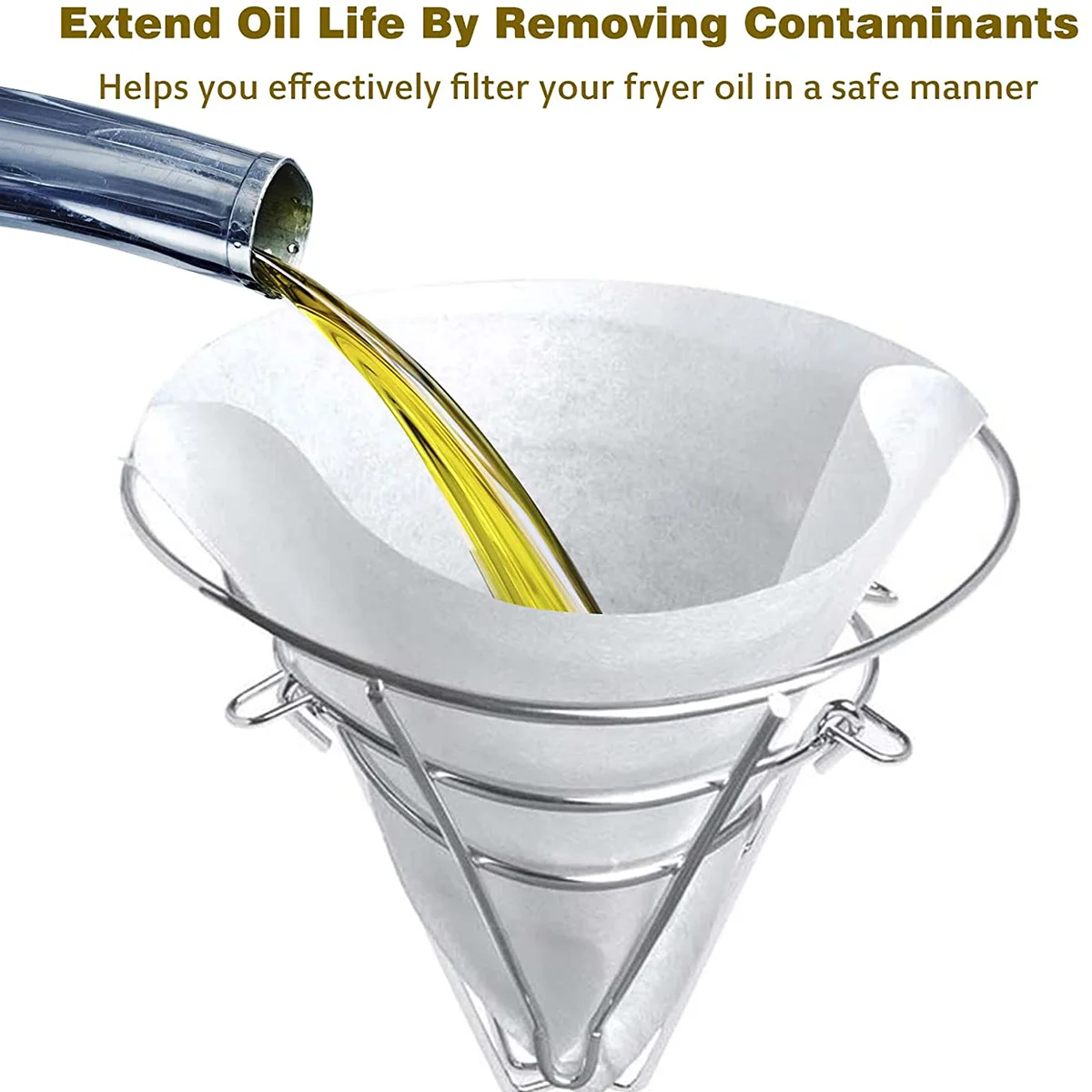 30pcs Filter Paper Fryer Oil Filter Cone Filters Cooking Oil Filter for Kitchen Cafes Food Maple Syrup Cone Paper Coffee Filters