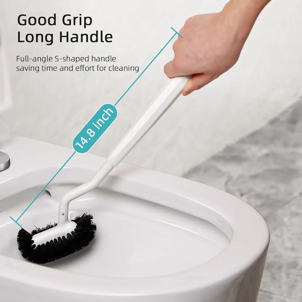Toilet Bowl Brush Holder Set: Bathroom Deep Cleaning Toilet Cleaner Scrubber Under Rim with Curved Bristle for Dead Corner Clean - Hidden Rv Toilet Decorative Accessories with Caddy- White view 5