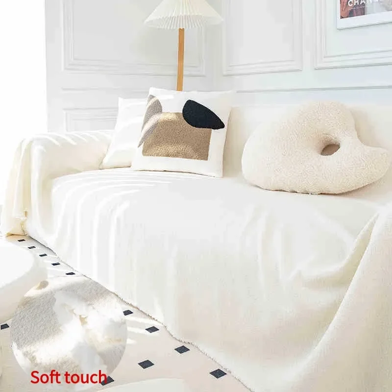

Soft Touch Sofa Towel Solid Color Sofas Blanket with Fried Dough Twist Edge Couch Slipcovers Camping Picnic Blanket Nap Shawl