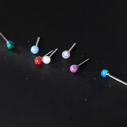 INZATT Real 925 Sterling Silver 3mm Opal Bead Stud Earrings for Fashion Women Classic Fine Jewelry Ear Hole Care 2024 Trendy