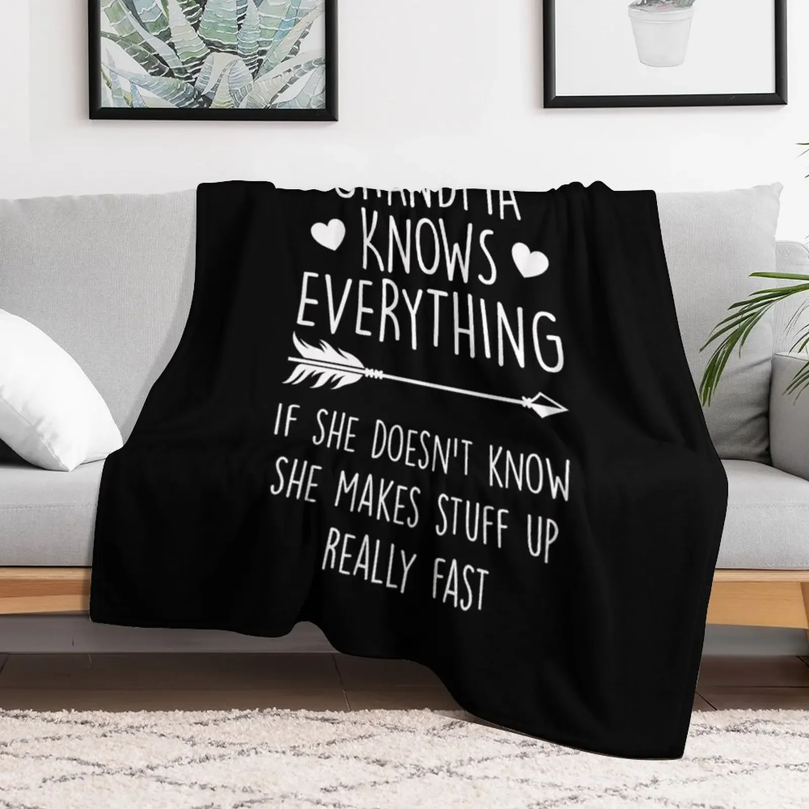 Grandma Knows Everything Funny Grandmother Joke Proud Grammy Throw Blanket Sleeping Bag Furrys Blankets