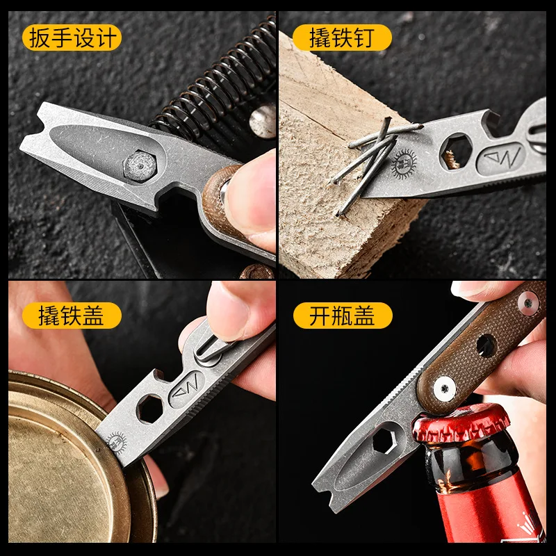 Imagem -04 - Titanium Alloy Auto-defesa Segurança Gadget Ferramenta Edc Chaveiro Pendant Nail Lifter Chave Abridor de Garrafas Outdoor Ferramenta Edc 115 Centímetros Tc4