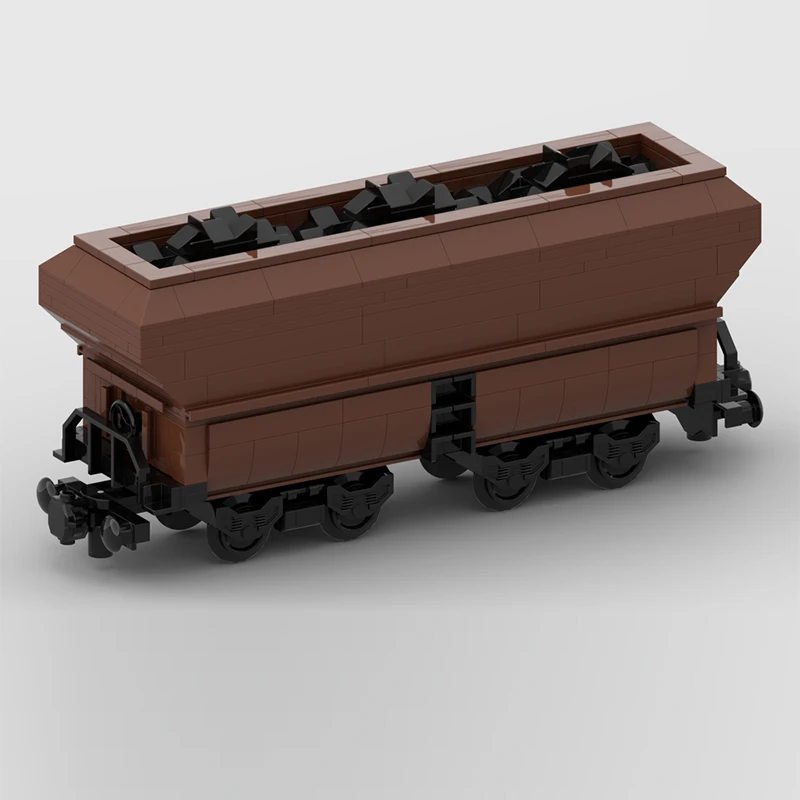 Model Mobil Kota MOC Balok Bangunan Kereta Api Gerbong Barang Massal Teknologi Modular Hadiah Liburan Rakitan Mainan Anak-Anak