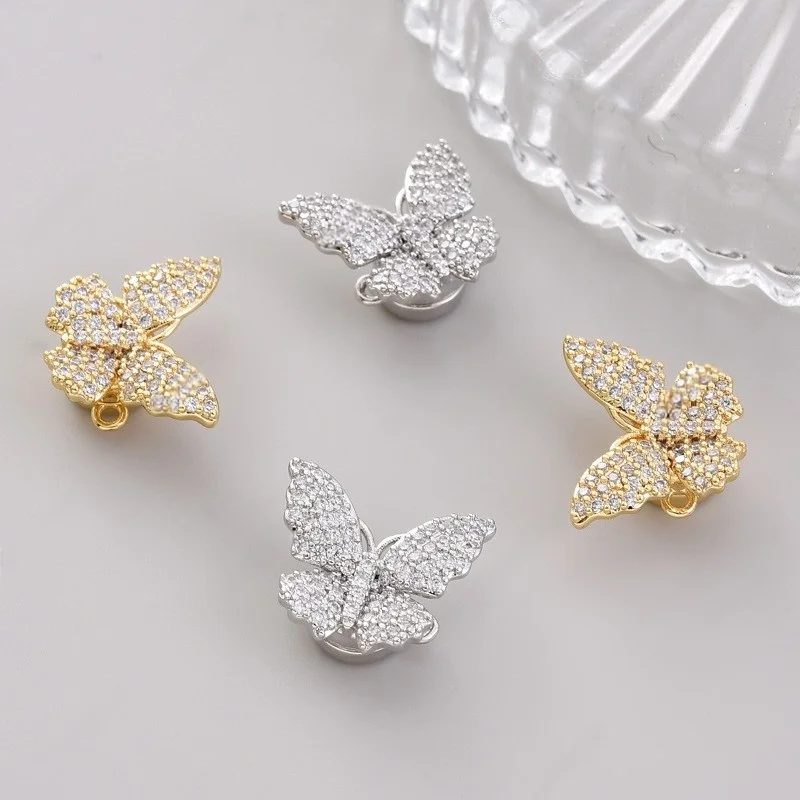 1pcs Copper Plated Zirconium Butterfly Magnet Buckle Diy Pearl Bracelet Necklace Finishing Buckle Jewelry Accessories Wholesale