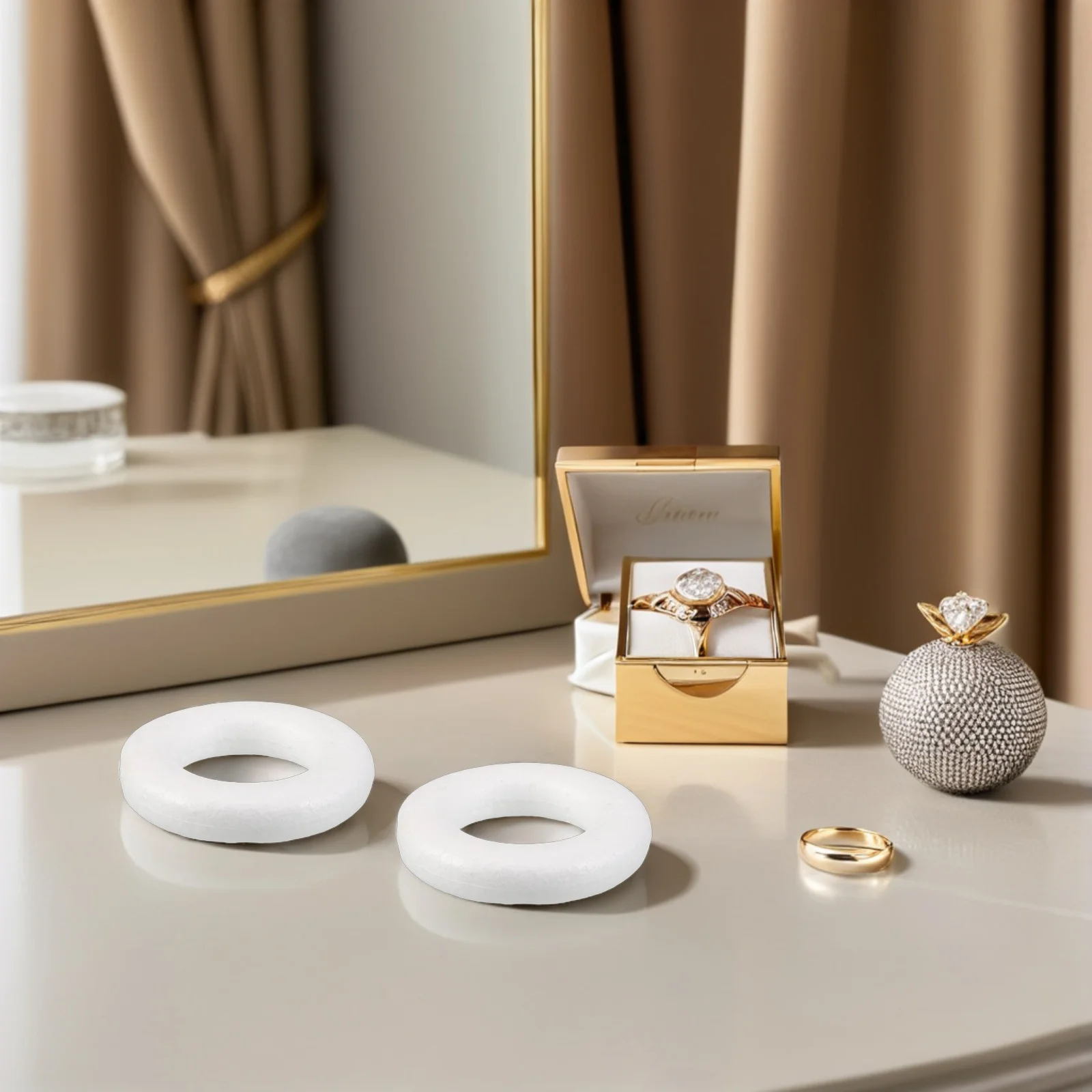 

50Pcs 8cm Foam Wreath Rings Polystyrene Circles for Wedding Centerpieces DIY Crafts Floral Decor Round Hoop Donut Decorations