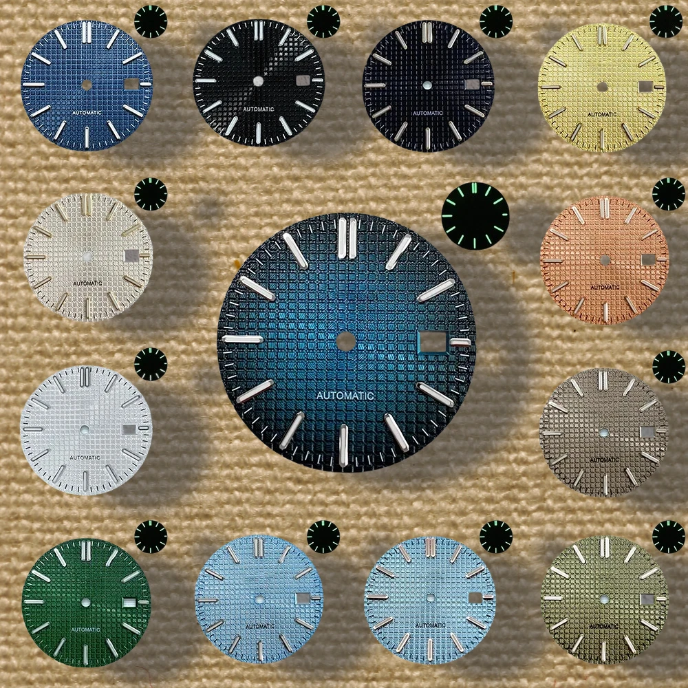 

High quality classic 31.8mm S logo oak dial suitable for NH35 automatic movement green night light watch modification accessorie