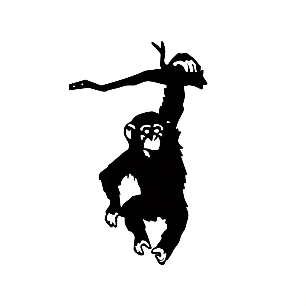1pc Metal Monkey Hanging On The Branch Garden Stake, Yard Art Decor, Silhouette Metal Wall Art Home Garden Patio Outdoor Statue