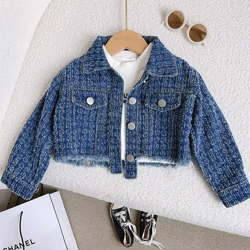 Girls Denim Clothes Sets Spring Autumn 2024 Children Denim Jackets Skirts 2pcs Dress Suit For Baby Outfits Kids Fashion Costume