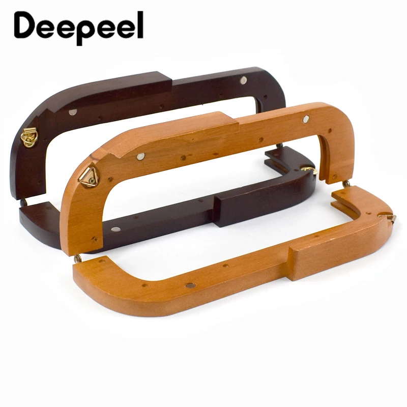 1Pc Deepeel 25*8.5cm Square Wooden Bag Handle Kiss Clasp Handbag Purse Frame Closure DIY Handmade Wallet Sewing Brackets Supply