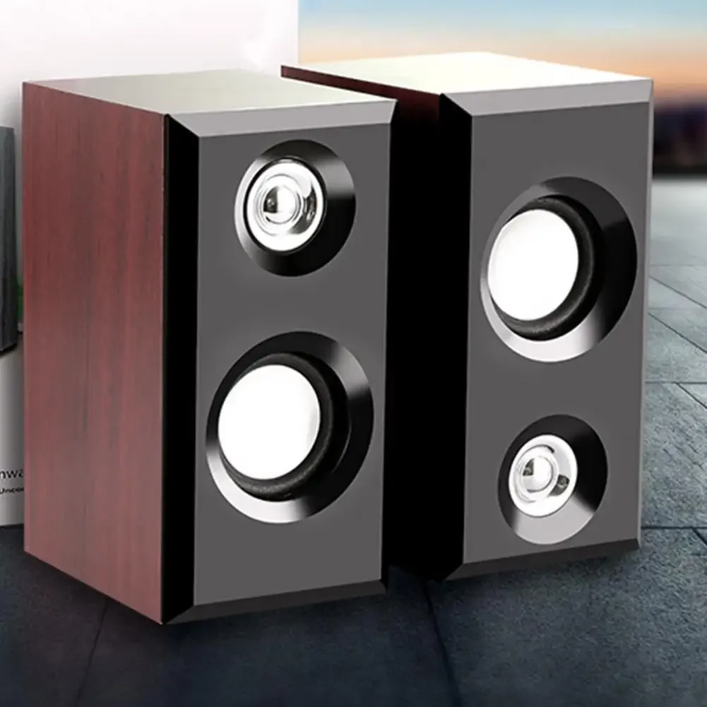 USB Wired Wood Speakers Bass Stereo Subwoofer Sound Box 3.5mm AUX Input USB Power Computer Speakers For Desktop PC Smart Phone