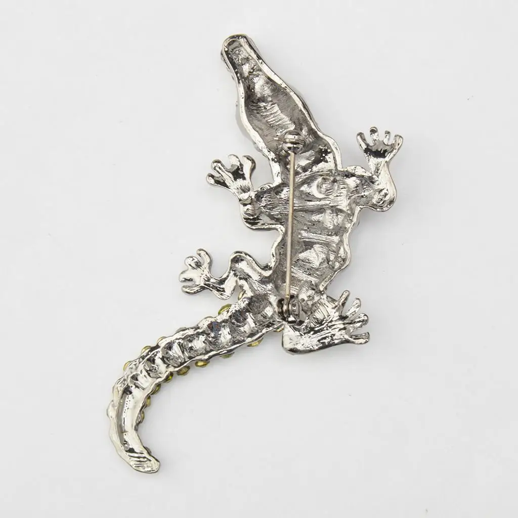 Novelty Gothic Punk Alligator Crocodile Rhinestone Men Brooch Pin Jewelry