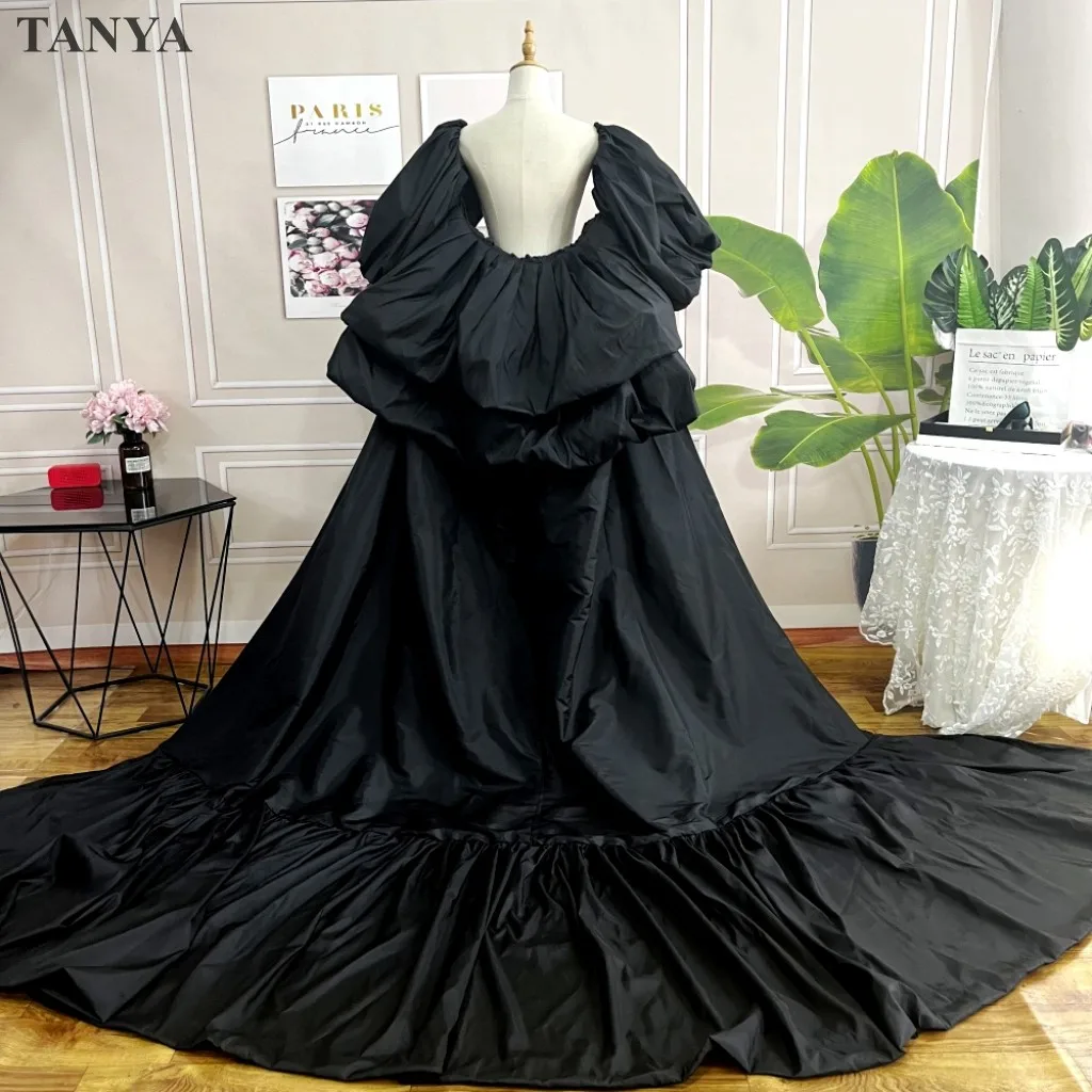 Royal Blue Taffeta Fashion Cape Tiered Back Puffy Sleeves Long Jacket Brides Wraps 2M Length Cover