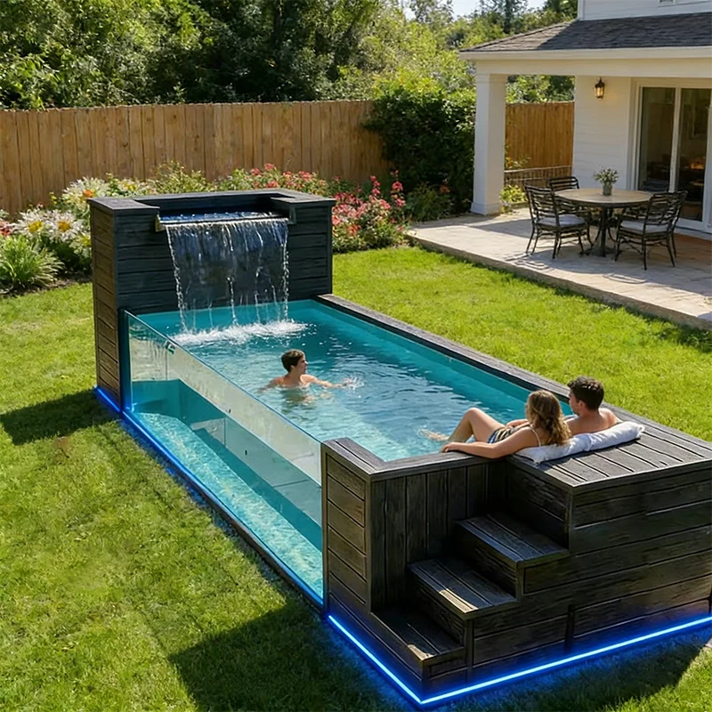 Container Pool 40ft 20ft Quality Shipping Swimming Pool Prefab Modular Above Ground Anti Slip Stairs Included For Easy Access