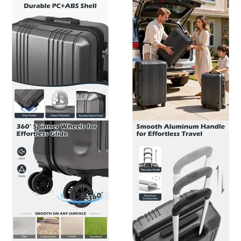 

3 Piece Hardshell Suitcase Set with TSA Lock, Spinner, Lightweight, Navy