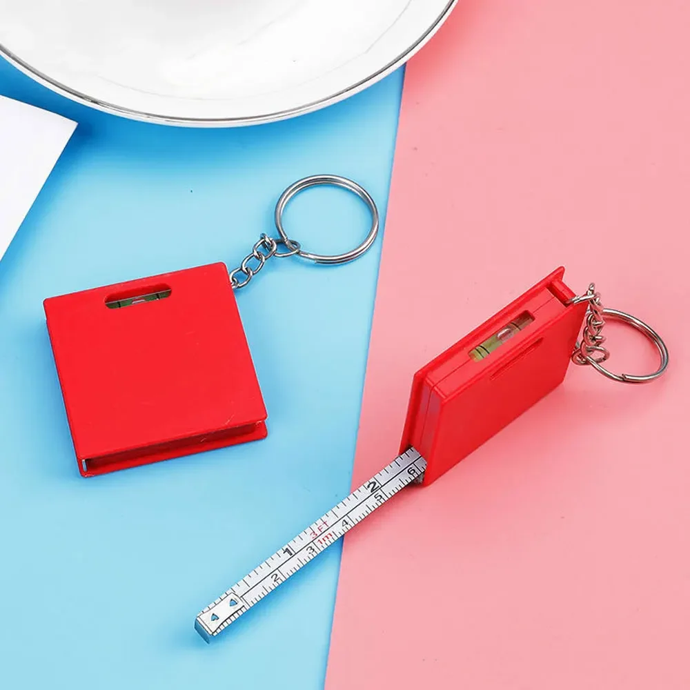 1PC 1m Mini Multifunctional Keychain Square Steel Tape Measure with Gradienter Mini Measuring Ruler Household Tool Accessories