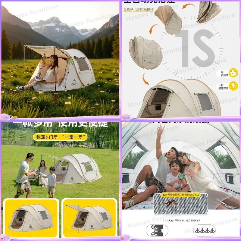For Automatic Pop Up Tent Portable Folding Camping Shelter Outdoor Thickened Silver Coated Sunshade RV Car Roof Top Tent