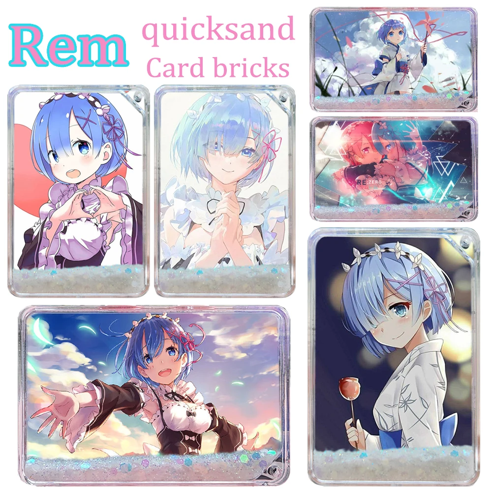 Re:Life in a different world from zero rem DIY White quicksand collectible card bricks for boys anime holiday gifts Ornaments