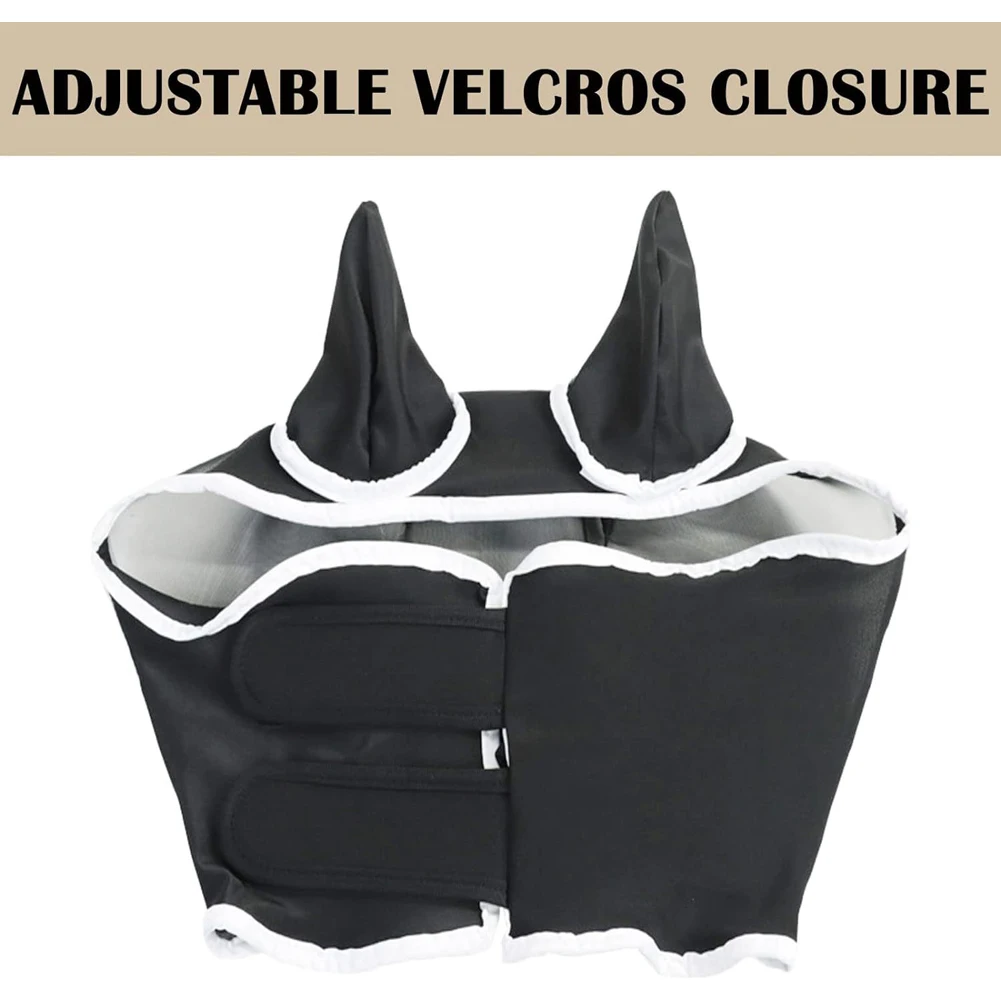 

Anti Mosquito Mask Ear Protection Horse Face Mask Breathable Meshed Horse Ear Cover Anti-Worms Horse Riding Equestrian Equipment
