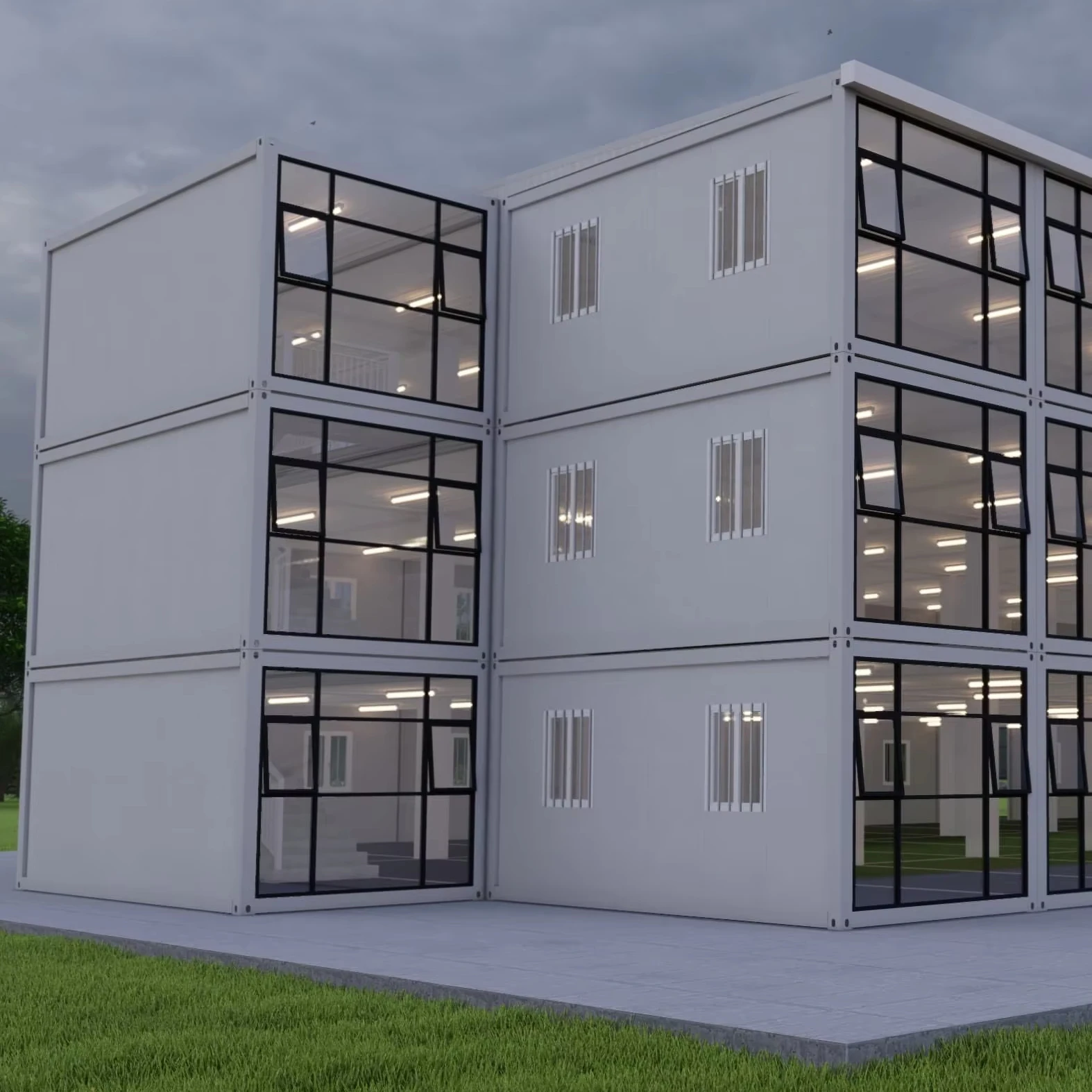 High-quality container office building prefabricated luxury 2-story container house 3-bedroom house removable and customizable