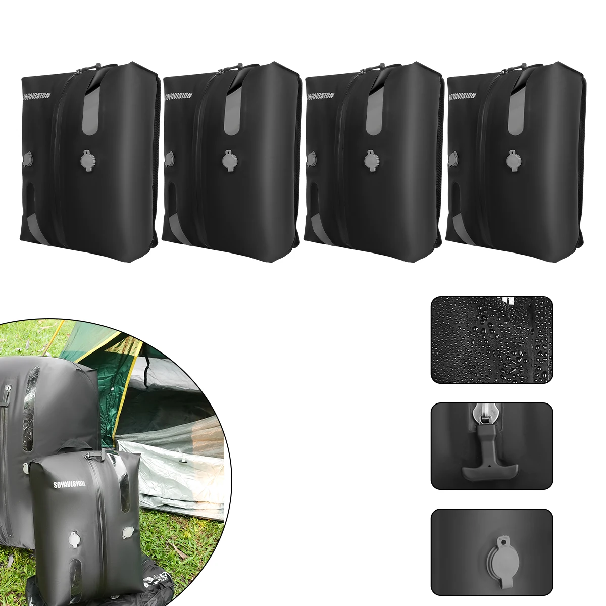 SOYAVISION 45CM vacuümcompressiezakken Bespaar ruimte TPU Multifunctionele, gebruiksvriendelijke vacuümreistas met snelontgrendelingsventielen