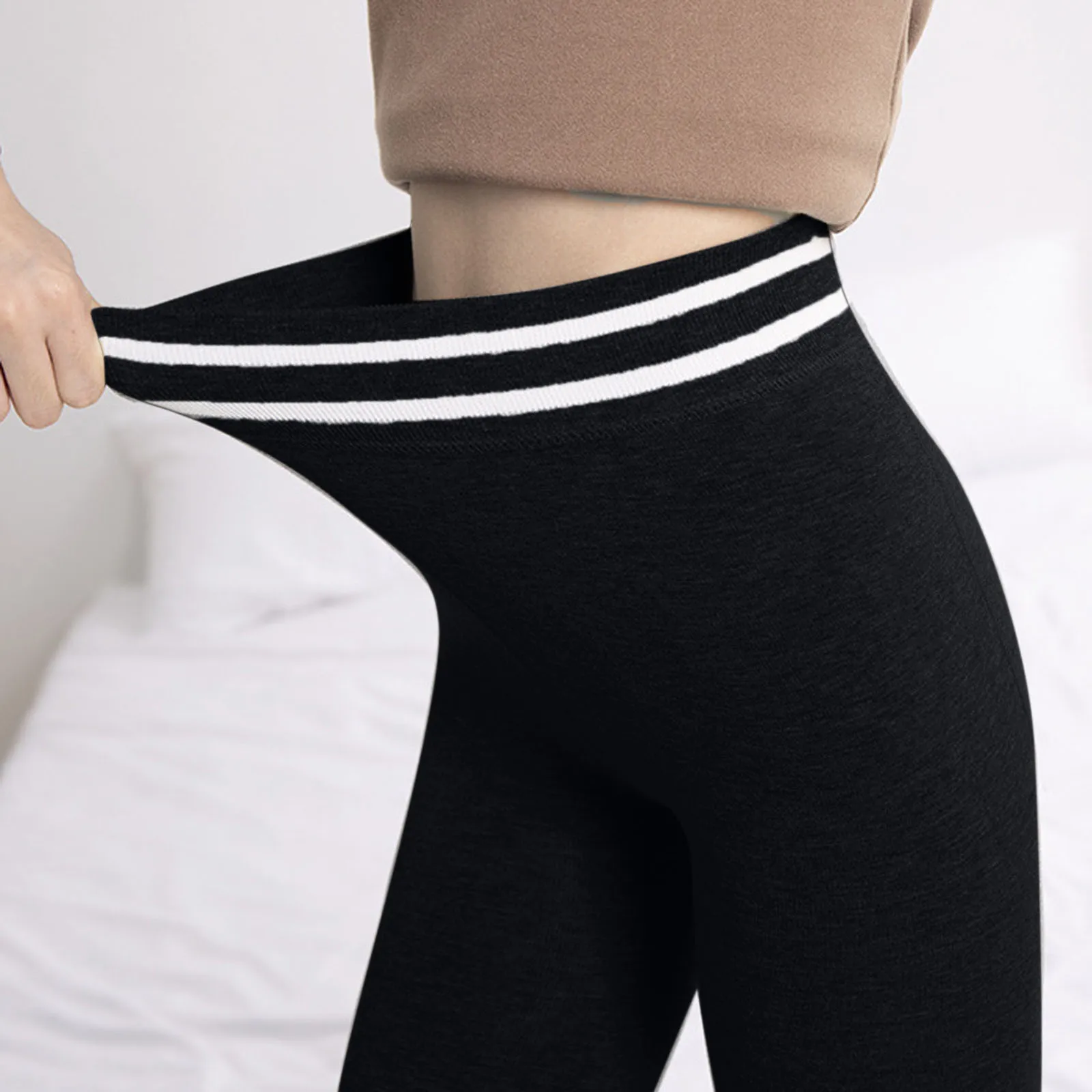 Lady Trousers High Leisure Tight Warm Thermal underwear Women\'s thermal underwear Solid Color Waist Fashion Pants Women Leggings