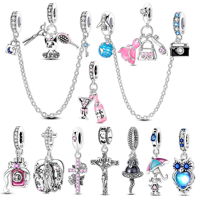 New 925 Sterling Silver Charms Bead Compass Airplane Cat Dog Crown Pendant Heart Paw Beads Fit Original Bracelet Jewelry Gift