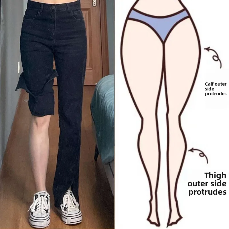 

High Waist Straight Leg Micro Flared Jeans Women's plus Size Spring Autumn Black Denim Pants Slimming Long Trousers