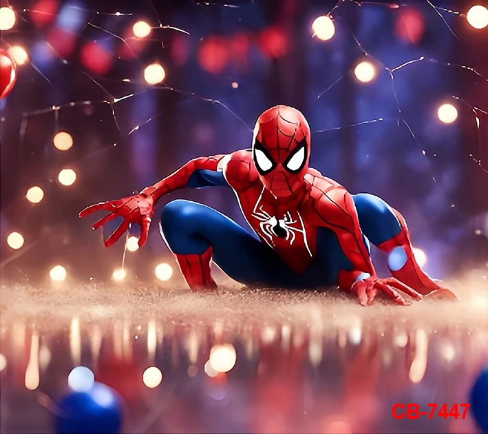 スパイダーマンパーティーの背景バナー、スーパーヒーローのテーマ、子供の誕生日の写真ポスター、スタジオの壁の装飾