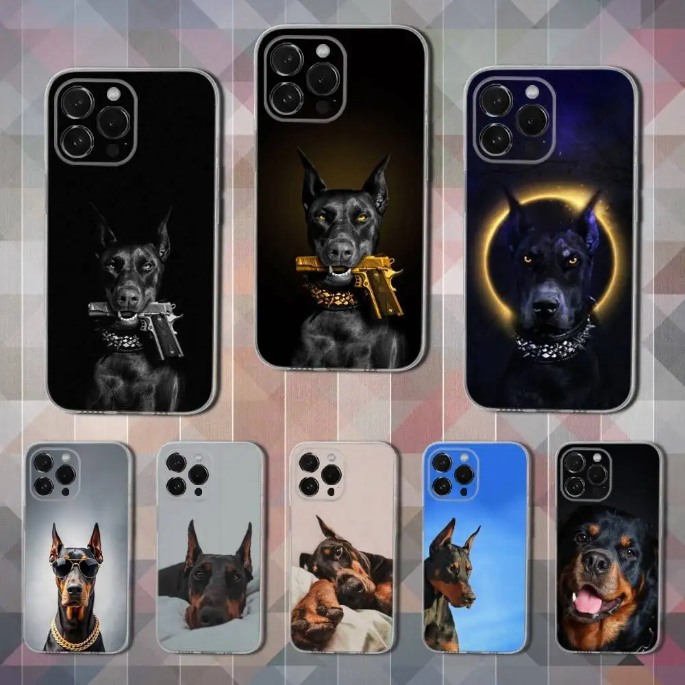 

Hot Pet Doberman Dogs Phone Case For iPhone 16,15,14,13,12,11 Pro,Max,Plus,X,XS,XR,SE,Mini Transparent Soft Cover