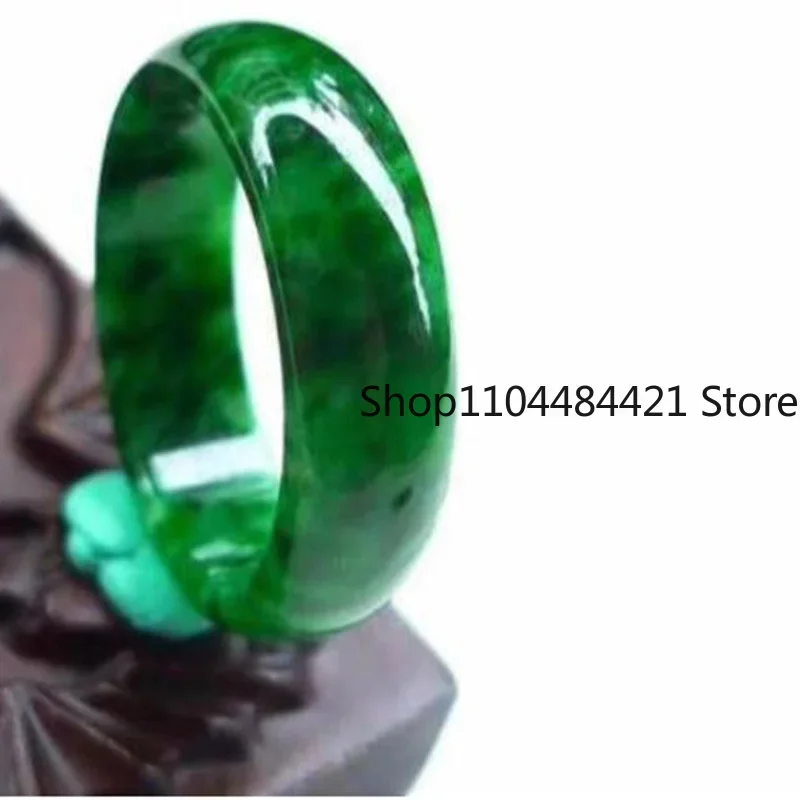 Jade Ring Natural Burmese Jadeite Ring Jewelry Fine Jewelry Dry  Flowering Green Finger Ring Men Women Emerald Jades Stone Rings view 4