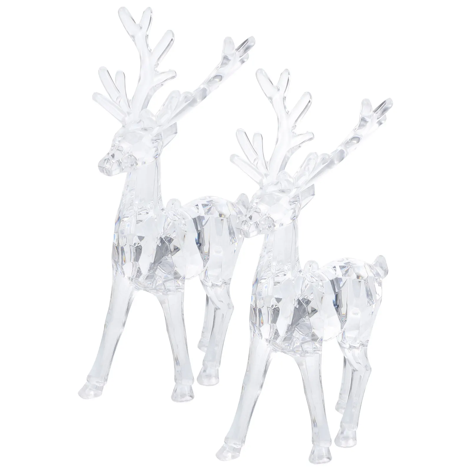 

2Pcs Acrylic Elk Figurines Transparent Christmas Desktop naments Mini Deer Sculptures Lightweight Living Room Xmas Gift for Kids
