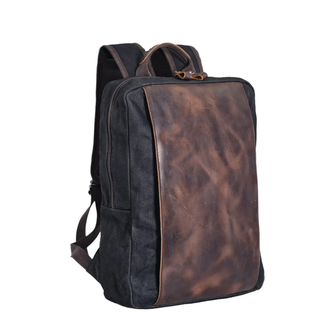 Stylish Canvas and Leather Backpack for Business Travel with Large Capacity and Waterproof Design