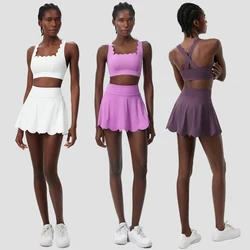 Women Summer Tennis Clothes Solid Color Outdoor Gym Running Suit Breathable Quick Dry Workout Short Sportswear Female Yoga Set