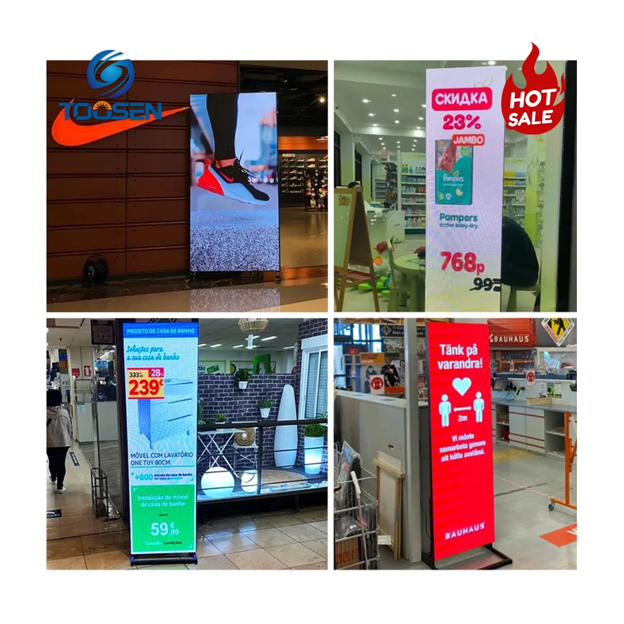 High Refresh Rate Moveable Poster LED Screen Foldable P1.25 Floor Standing LED Video Wall Wifi Control Plug And Play LED Display