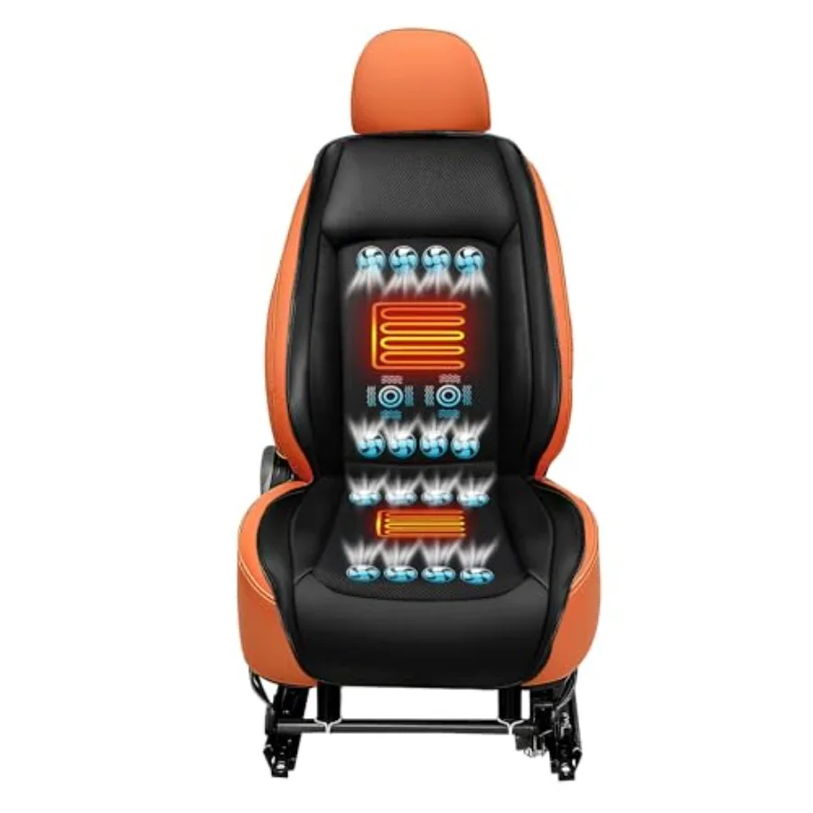 

Car seat cushion with 16 fans cooling massage adjustable temperature ventilated breathable mesh black for 12V vehicle use