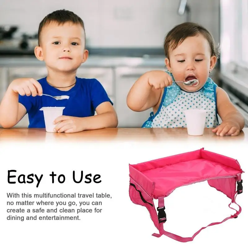 Car Seat Travel Tray Safety Seat Play Table Organizer Storage Snacks Toys Cup Holder Waterproof For Baby Children Kids Stroller