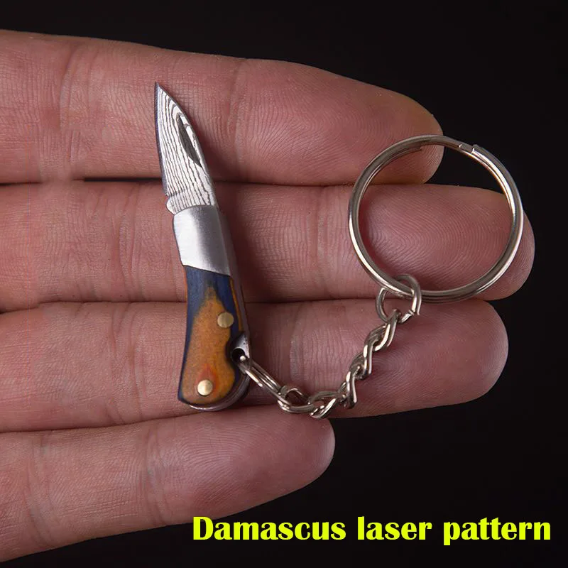 21 stili Mini coltello pieghevole in legno di ottone acrilico affilato EDC autodifesa portachiavi portatile appeso coltello Unboxing all\'aperto