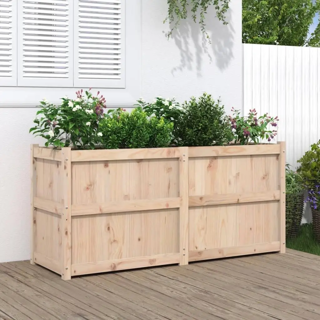 Solid Wood Pine Garden Planter 59.1x19.7x27.6 Outdoor Plant Box for Flowers & Herbs