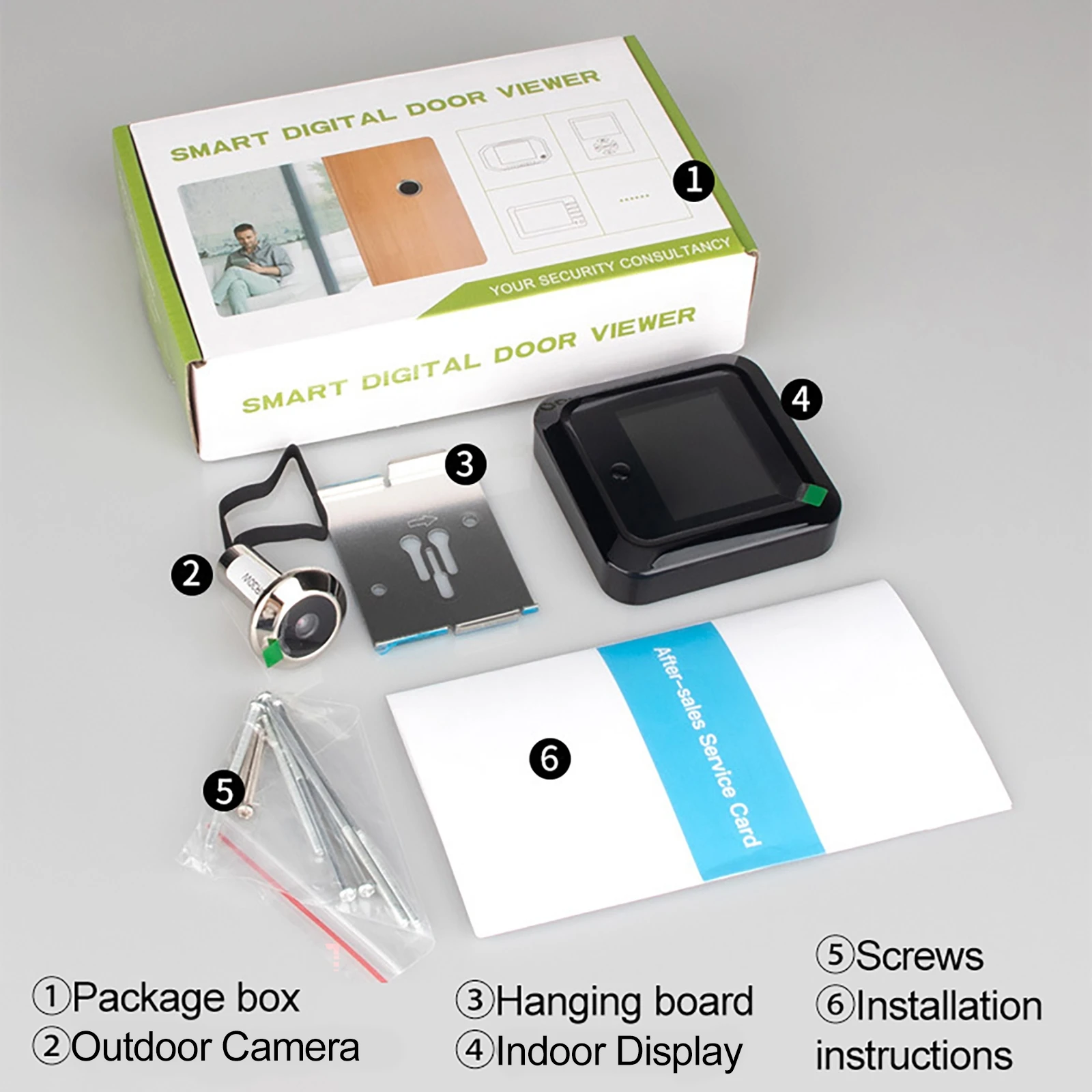 HD 2.4-inch Display Smart Electronic Door Mirror 120° Wide-Angle Video Doorbell Video Surveillance Cam House Security Doorbell