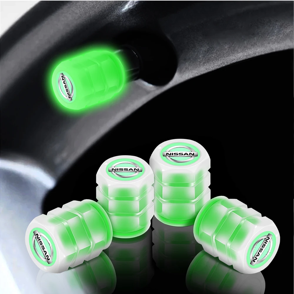 4Pcs Car Wheel Luminous Valve Caps Night Glowing Tire Decoration Stem Cover For Nissan Nismo Tiida Teana GTR 350Z 370Z 240SX J10