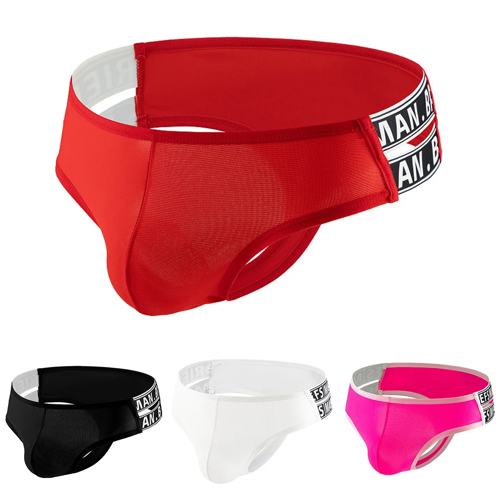 

Men Sexy Solid Side Elastic Lingerie Waist Men's Triangular Panties Soft Sleep G-strings Thongs Bulge Pouch Simple Underwear